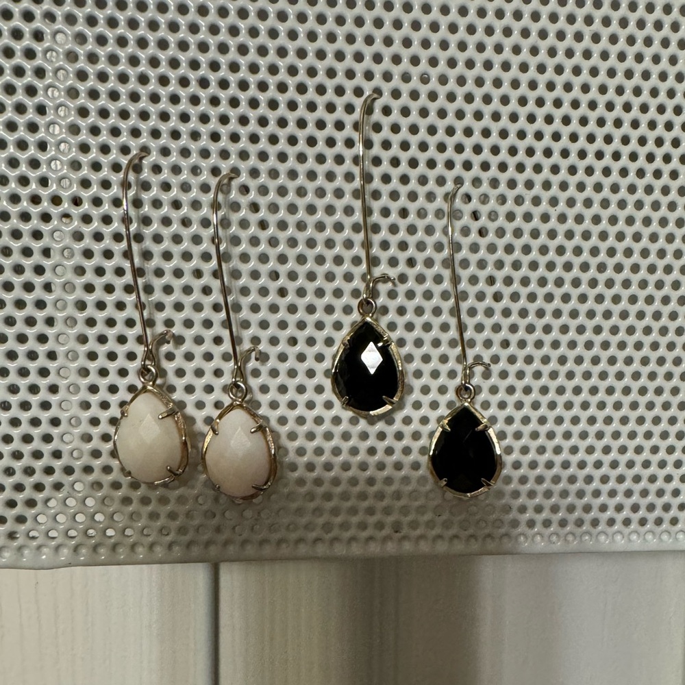 Two pair of Kendra Scott Earrings Gold with Opal and Gold with Black